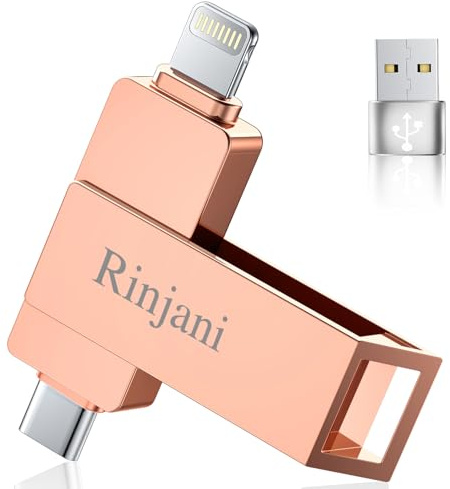 [Ohne App] Rinjani USB C Stick 256GB für iPhone Apple Zertifizierter, USB 3.0 Stick MFi Lightning,Speicherstick Externer Fotostick 3 in 1 Flash Laufwerk für iPhone/iPad/Android OTG Handy/Mac/PC