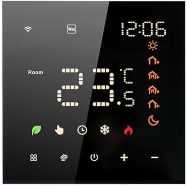3A Smart Thermostat für Wasser-Fußbodenheizung, WiFi Heizungsthermostat Digital Raumthermostat Kompatibel mit Alexa, Google Home (Schwarz 3A Wasser Fußbodenheizungen und Boiler)