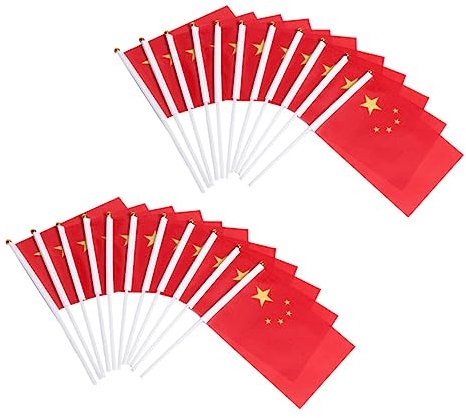 TINEASUR 50pièces Petit Drapeau Chinois Drapeaux Nationaux Décoratifs Flottants Main Drapeaux Chinois Encourageants Décorations De Maison Jardin