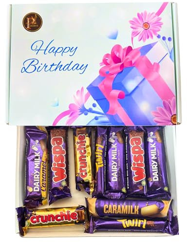 Letterbox Chocolate Gifts Hamper Dairy Milk - 10x Chocolate Bars Wispa, Crunchie, Twirl, Caramel & More Birthday Gifts For Her & Him, Mothers day Sweets Gift Box for Couple Women Mens Gift Set