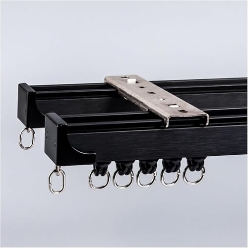 Bastoni per tende doppi in alluminio da 1-6 m, binario per tende scorrevole, asta per tende da soffitto o da parete per soggiorno, camera da letto, divisorio per stanze (nero-soffitto, 110 cm/3,6 p