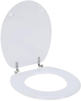 Well Home Asiento de Inodoro MDF con tapa y Bisagras de Acero inoxidable color Blanco 37,5x5,5x45cm