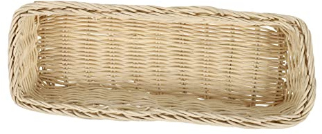 HOLIDYOYO Woven Rattan Cutlery Basket White Small Kitchen Organizer Table Storage Tray Household Desktop Sundry Storage Holder
