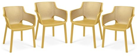 Keter Set x4 Silla de Exterior de jardín Elisa 61,5x53x78,4cm (Amarillo)