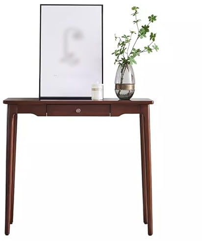 YCYRF Mesa Consola Maciza con Cajones, Moderna Consola Recibidor con Espacio de Almacenamiento para Entrada, Sala de Estar, Pasillo y Dormitorio, Color Nogal(100x32x80cm/39x12.6x31in)