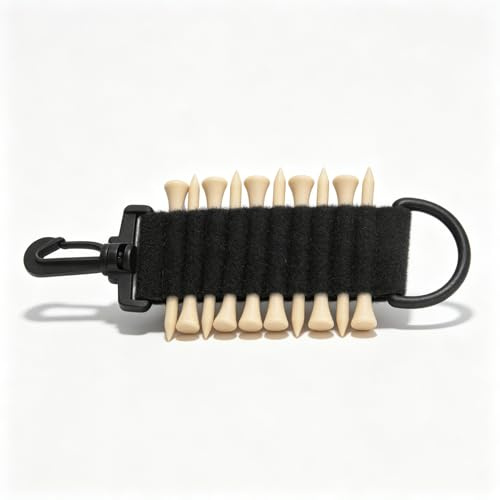 Sxhlseller 10 Tees Golf Tee Hållare med Krok Multifunktion Praktisk Bärbar Golf Carrier för Golfälskare Nylon Bamboooideae Material (Svart)