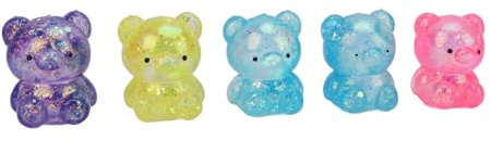 Haofy Balles d'ours Anti-Stress, Paquet de 5 Jouets à Presser TPR, Balles de Relaxation en Pâte Souple et Flexible de Couleurs Mélangées pour Enfants et Adultes