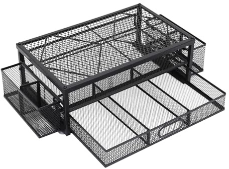 DWIKRYT Supporto per monitor, organizer da scrivania con cassetto e 2 portapenne, in metallo, per uffici domestici, uffici aziendali, studio, alloggi per studenti 19,5 x 5 x 9 cm (nero)
