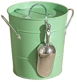 Fête Seau à glace double paroi de 3,5 litres Seaux isolés avec couvercle et pelle en métal épaissi, baignoire boissons for la maison, cuisine, bar cocktails Bac à boissons(Green)