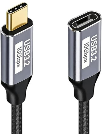 Dewlawn Cable de Extensión USB-C 0,5M, 10 Gbps Cable Alargador USB-C 3.1 Macho a Hembra, Carga Rápida PD 100W y video 4K@60Hz para Computadora Portátil Tableta Teléfono Inteligente y Monitor