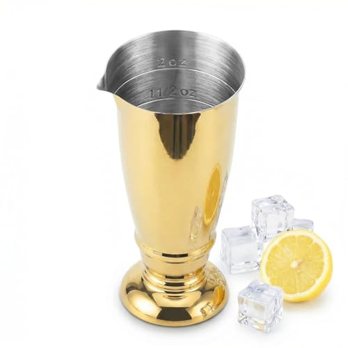 Gold Cocktail Measuring Jigger for Bartending with Markings 1/4 oz to 2oz Heavy Duty Inside Multi-Unit Measurement Stainless Steel Shot Measure Cup