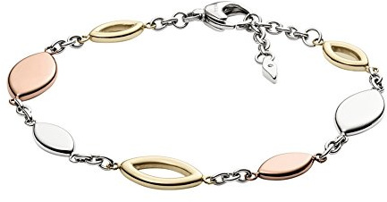 Fossil Armband Für Frauen , Länge: 17.7 Cm + 19 Cm Gold, Rose Gold, Silber, Tri-Tone Cz, Edelstahl Armband, JF02778998