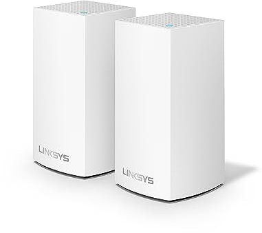 Linksys Velop WHW0102 Sistema WiFi 5 mesh dual band AC1200, router WLAN, range extender, copertura fino a 260 m², 4 porte Gigabit Ethernet e filtro famiglia, Confezione da 2, Bianco