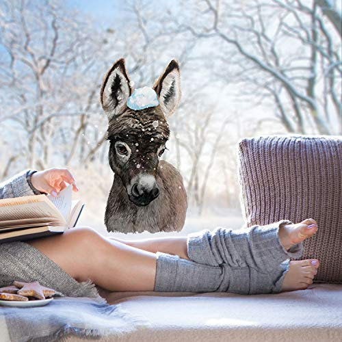 Fensterbild Esel mit Schnee -WIEDERVERWENDBAR- Fensterdeko Winterdeko Fensterbilder bf13 ilka parey wandtattoo-welt®