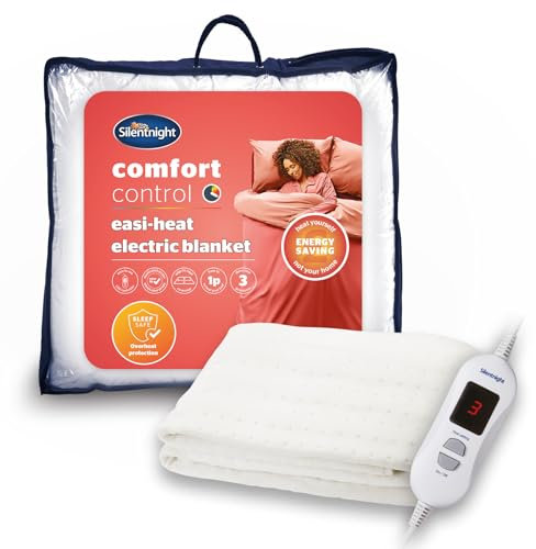 Silentnight Easi Heat Single Electric Blanket – Heated Underblanket with Full Mattress Coverage, Warm Fleece Material and Elasticated Straps – Ultra Fast Heat Up and LED Controller – Single (90x190cm)