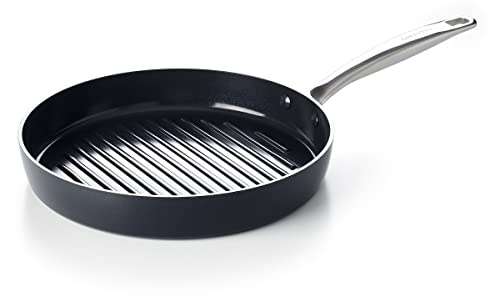 GreenPan Lima Midnight Poêle à Griller Ronde Antiadhésive 28cm sans PFAS, Noir