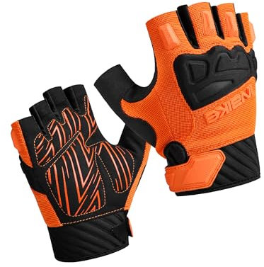INBIKE MTB Handschuhe Herren Motocross Fahrradhandschuhe Kurz Sommer Mountainbike Fahrrad Halbfinger Rad Jungen Mädchen Orange M