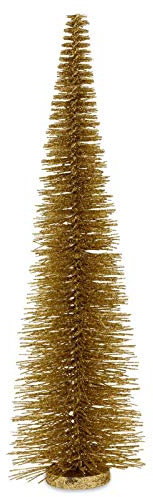 Deko Glitzerbaum 55 cm - großer goldener Metall-Tannenbaum Ø 15 cm - XL Dekobaum für Advent, Weihnachten und Winter