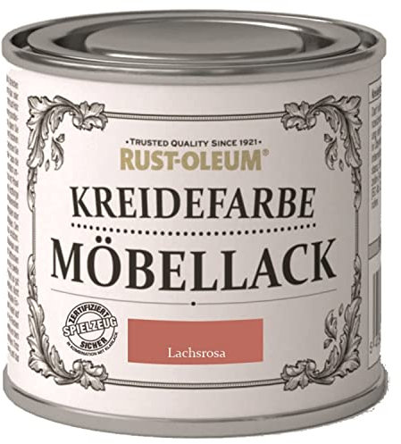 Rust-Oleum Kreidefarbe Lachsrosa 125 ml - Schöne Holzfarbe für Möbel - Extra sicher verpackt - Idealer Holzlack - Möbellack - Lackfarbe