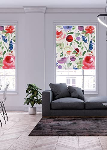Lister Cartwright Floral Summer Patterned Roller Blinds (120 x 140 cm) | Cut to Size Blackout Blinds for Windows | Bedroom, Bathroom, Kitchen & Door Window Blinds | Easy Fit Child Safety Roller Blinds