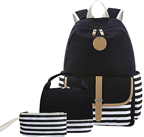 Mochilas Escolares Juveniles Mochila Escolar Mujer Rayas Mochila Adolescente Chica USB Set Mochila Colegio Universidad Ordenador Portatil Juvenil Mochilas Instituto Adolescentes Mochila Escuela Negro