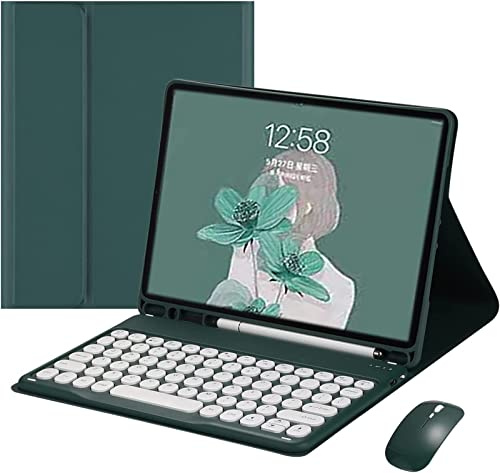 XLAHD Funda con Teclado para iPad Mini De 5.ª Generación, Mini 4 con Ratón, Teclado De Color Bonito, Tecla Redonda Retro, Colores Caramelo, Teclado Desmontable Bluetooth, Funda Mini 5