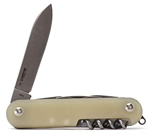 MKM Maniago Knife Makers MALGA 6 Pocket Knife and Multi Tool, Blade, Bottle Opener, Screwdriver, Can Opener, Corkscrew, Awl, and Fork, Slip Joint Mechanism, Made in Italy (Jade G10)