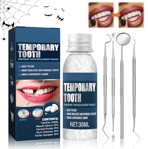 Miioto Provisorischer Zahnersatz, Temporäre Zahnreparatur Kit, Vampire Gefälschte Zahnersatz zum Fixieren des Füllens eines fehlenden gebrochenen Zahns