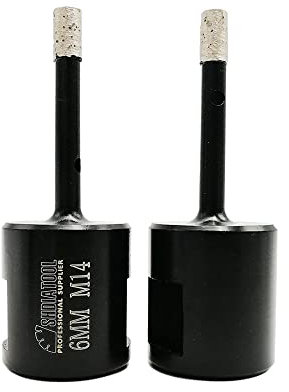 SHDIATOOL Brocas de núcleo de diamante soldadas con láser Dia 6MM con rosca M14 para hormigón de mármol de granito duro, 2PCS,2PCS