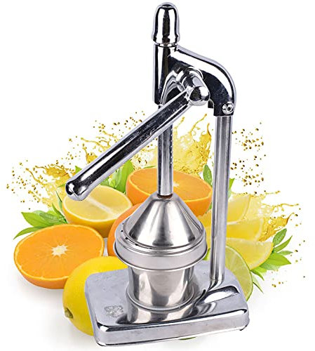 Exprimidor manual de cítricos de acero inoxidable, exprimidor manual con prensa de mano, exprimidor de zumo de naranja con brazo de palanca de alta resistencia para la cocina del restaurante de limón