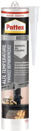 Pattex Silicone Sigillante Alte Temperature Rosso, Fino a 250°, Acetico, per Muratura, Plastiche, Metallo, Vetro e Ceramica, Ottimo su Caminetto Stufe e Forno, Cartuccia da 280 ml