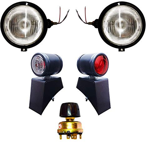 APSMOTIV schwarze Scheinwerfer | Butler -Stil | Lichtschalter Baugruppen mit 12 -V -Glühbirnen kompatibel für David Brown | Massey Ferguson 35 35x 65 765 | Fall/IH -Traktor