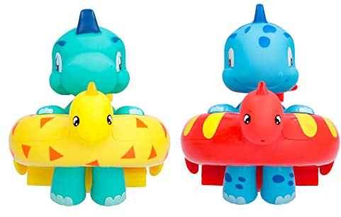 BLOOPIES Floaties Dinos | 2 Poupées Aquatiques Atlas et Artie ; Lancent de l'eau et Font des Bulles - Jouet de Bain pour garçons et Filles