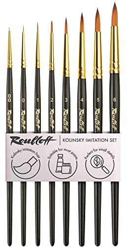Roubloff Professional Kolinsky Rotmarder Imitation Brush Set | 8 Runde Synthetikpinsel In Den Größen 00 0 1 2 3 4 5 6 | Verwendung Mit Acryl, Aquarell, Gouache- Und Ölfarben