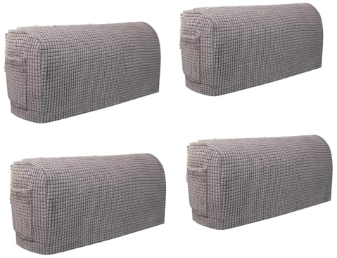 Garayma Sofa Armrest Covers Pack of 4 Pcs Arm Slipcovers with a Pocket Elastic Sofa Armrest Protector Removable Couch Arm Covers Anti-Slip Armrest Covers Christmas Decoration (Light Grey)