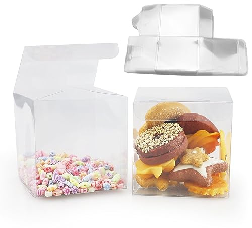30 Stück 8 x 8 x 8 cm klare Würfel Hochzeit Gastgeschenke Boxen PVC Transparente Würfel Geschenkboxen für Süßigkeiten Schokolade Geburtstag Hochzeit Party Gefälligkeiten