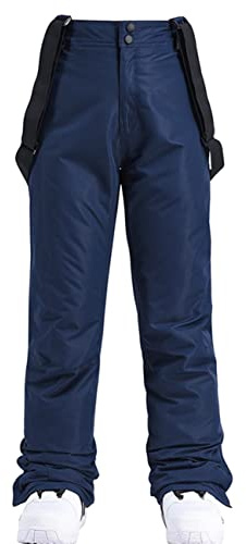 HOTIAN Damen Skihose Hosenträgerhose Snowboardhose Winter Wasserdicht Winddicht Warm Abnehmbare Hosenträger Skilanglaufhose Thermohose Wanderhose Ski Pant Blue S