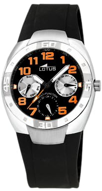 LOTUS Reloj Hombre Analógico de Caucho Negro - Movimiento de Cuarzo - Calendario - Cristal Mineral de Alta Resistencia - Resistente al Agua 5 ATM - Multifunción 15333/E Special Prices