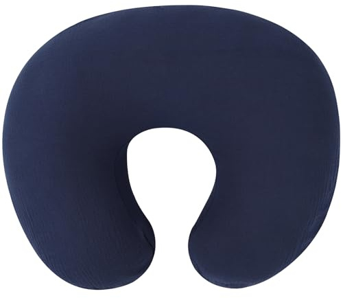 Onacosht Muslin Nursing Pillow Cover Soft 100% Cotton Feeding Pillow Slipcover Fits Standard Infant Nursing Pillow for Baby Boy and Girl, Navy Blue