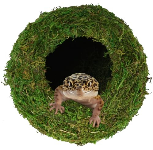 USMOLA Mossy Caves, Artificial Green Moss Caves Hide for Pet Reptile Frogs and Snakes, Terrarium & Vivarium Decor, Crested Gecko Tank Decor (4 - Woodland Green)