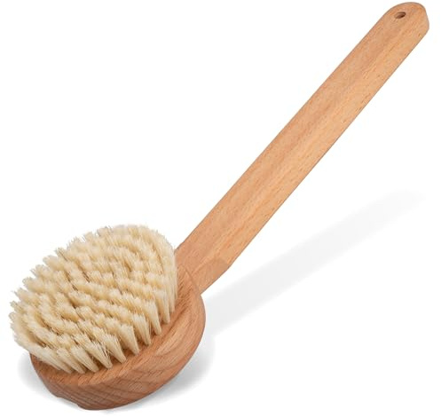 ENA Living Brosse pour le corps avec manche | Brosse de bain en bois | Brosse de douche exfoliante | Un accessoire de douche indispensable