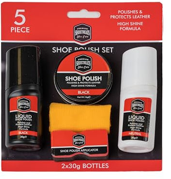 Shoetreats - 5 Piece Shoe Polish Cleaning Set - Boot - Black & Neutral Polish - Applicator