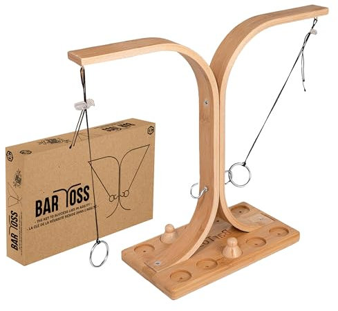 Bar Toss® Spiel | Geschicklichkeitsspiel aus Bambus für Kinder und Erwachsene | Hängendes Ringwerfen Ring Toss | Wer ist der Schnellste? | Indoor & Outdoor | 100% Holz | 100% Fun | OriginalCup®