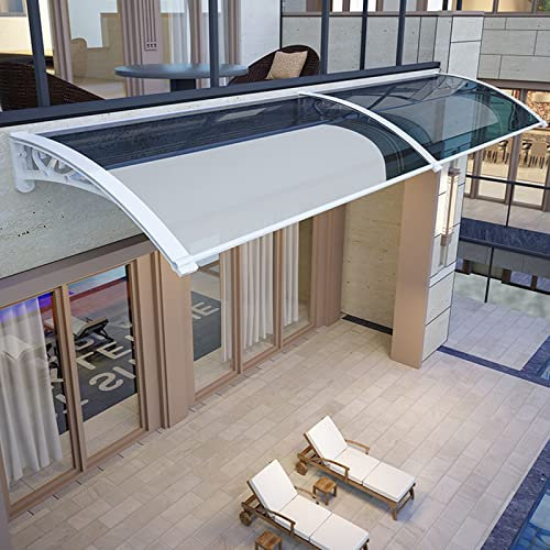 Vordach für Haustür UV-Regen- und Schneeschutz, Fenstermarkise, Türvordach, Gartenüberdachung, Veranda, Markise, transparente Abdeckung aus gebogenem Polycarbonat, 60/80/100/120 cm, 139 Größen, mit w