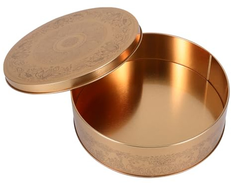 HOLIDYOYO Round Cake Pan Tinplate Box with Lid 6.61 Inch Decorative Cookie Tin for Baking Cakes Cookies Candy Storage Dessert Container for Parties Weddings and Holidays