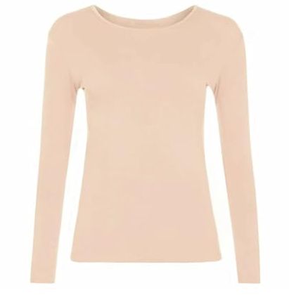 Girls Plain Tops Long Sleeve Basic Stretch Round Neck T-Shirt School Tee Top Beige 9-10 Years