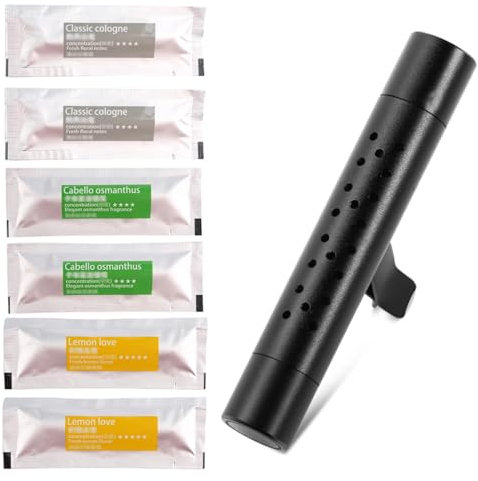 AOEVUIR 1 Pcs Auto Lufterfrischer Luftreiniger Duftspender Innenraum Aluminium duft für Auto lüftung mit 6 Duftstäbchen effektiv automatisch Verteilung Klimaanlage Geruchsbeseitigung Lüftungsgitter