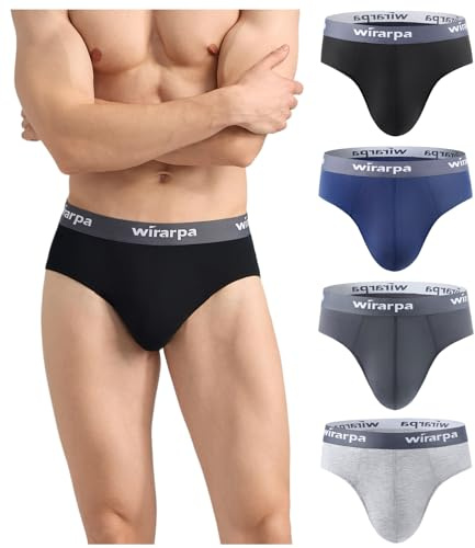 wirarpa Modal för män, inga flugor, silkeslena, bekväma kalsonger, 4-pack, Svart/djup blå/djup grå/ljung grå, S
