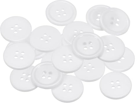 QUARKZMAN 20 Stück Knöpfe 20mm Bastelknöpfe Weiß Nähknöpfe Harz Rund Flach 4-Loch Kunststoffknöpfe für Nähen DIY Handwerk Scrapbooking Dekorieren Kleidung Mänteln Blusen Hemden