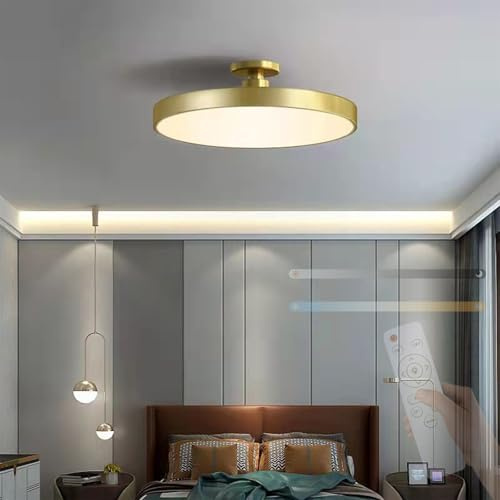 TZSMUM LED Acryl Deckenleuchte 3 Farbtemperaturen Dimmbar Deckenlampe mit Fernbedienung Deckenleuchten Modern Rundes Design 2700K-6500K Deckenleuchte Badzimmer Küchenlampe (Gold,40cm)